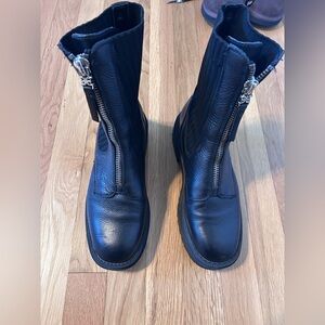 Sam Edelman Women's Winniford Zip Boots Size 7.5 Black Leather
